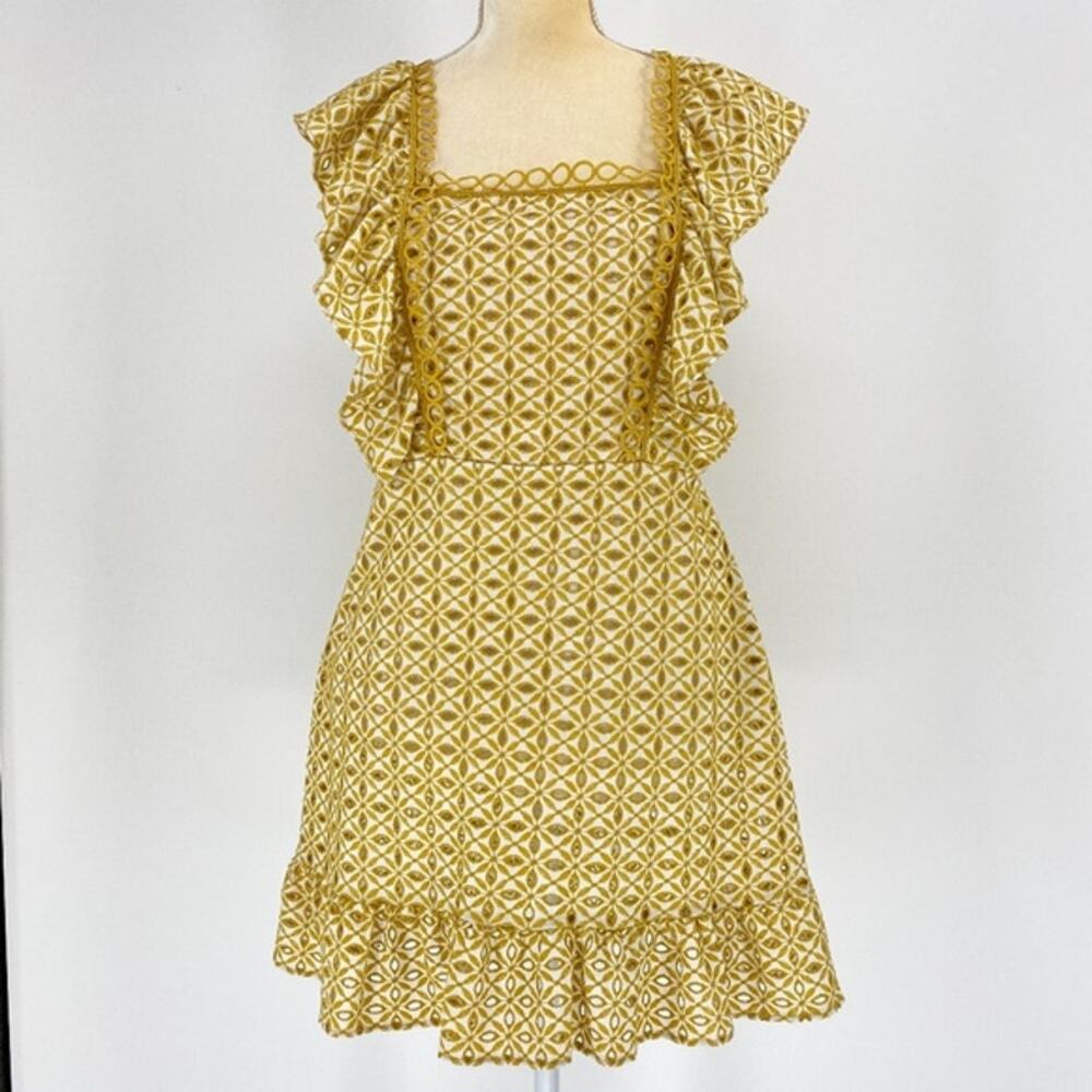 New TOPSHOP Women's Dress Size 8 Broderie Eyelet Mini Ruffle Sleeveless Summer - Picture 1 of 9